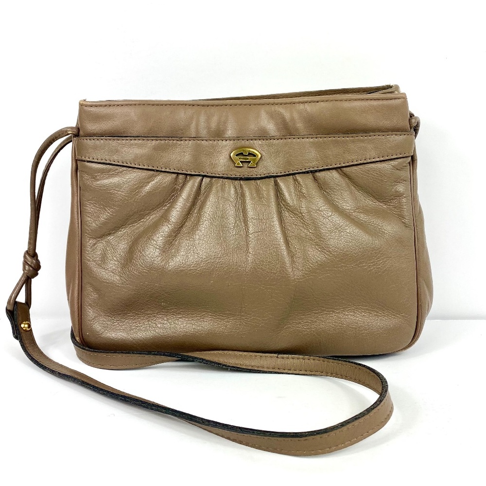 Vintage Putty Leather Etienne Aigner Shoulder Bag